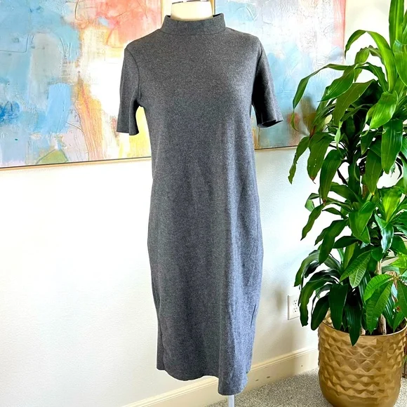 knee length dresses for ladies Gabriela Hearst - Seymore Knit Midi Dress in Heather Grey Merino Wool Cashmere - Heather Grey - Xs
